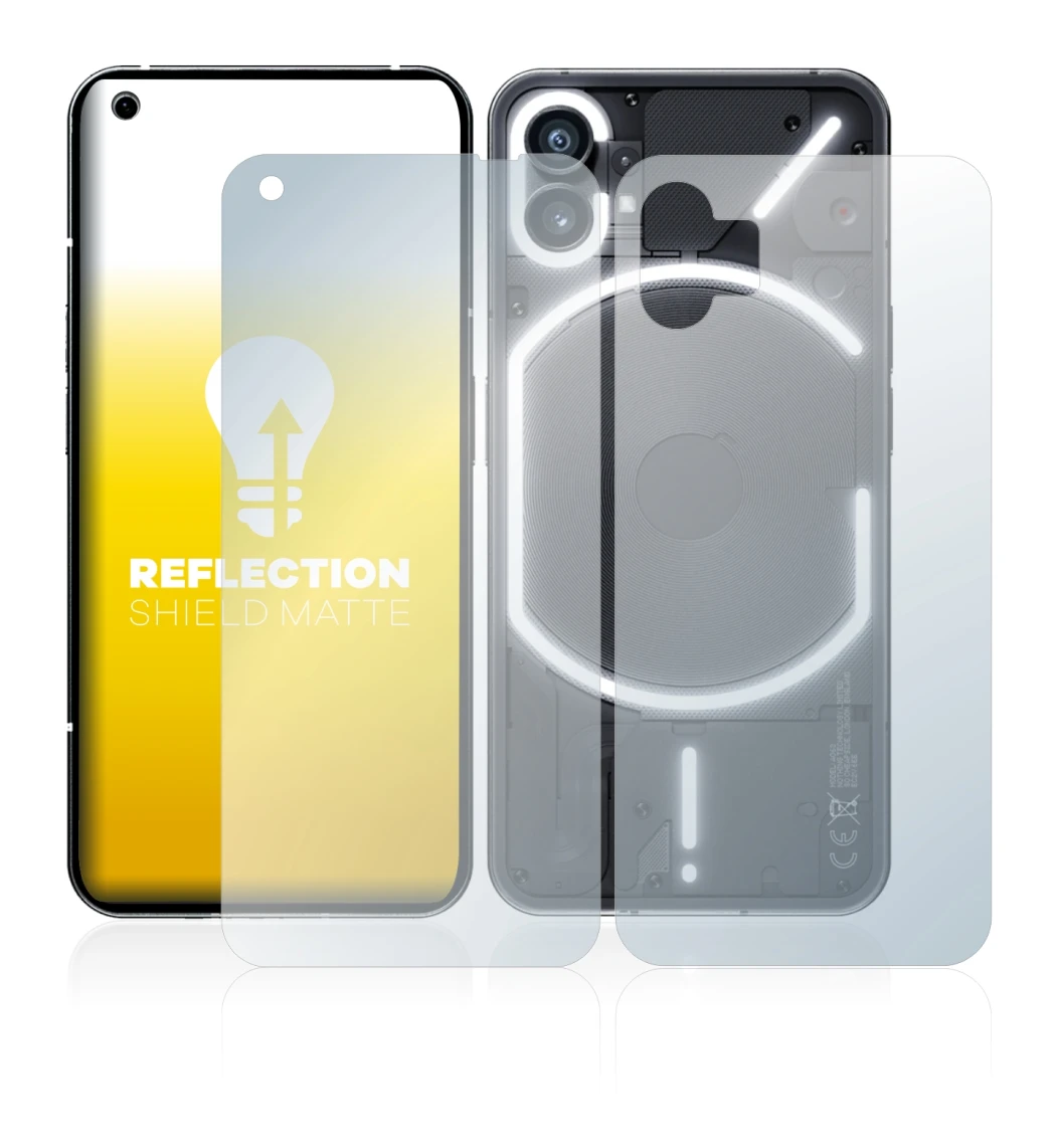 Image de l'appareil Nothing Phone (1) (Avant+Arrière) avec une grande variété de protections d'écran.