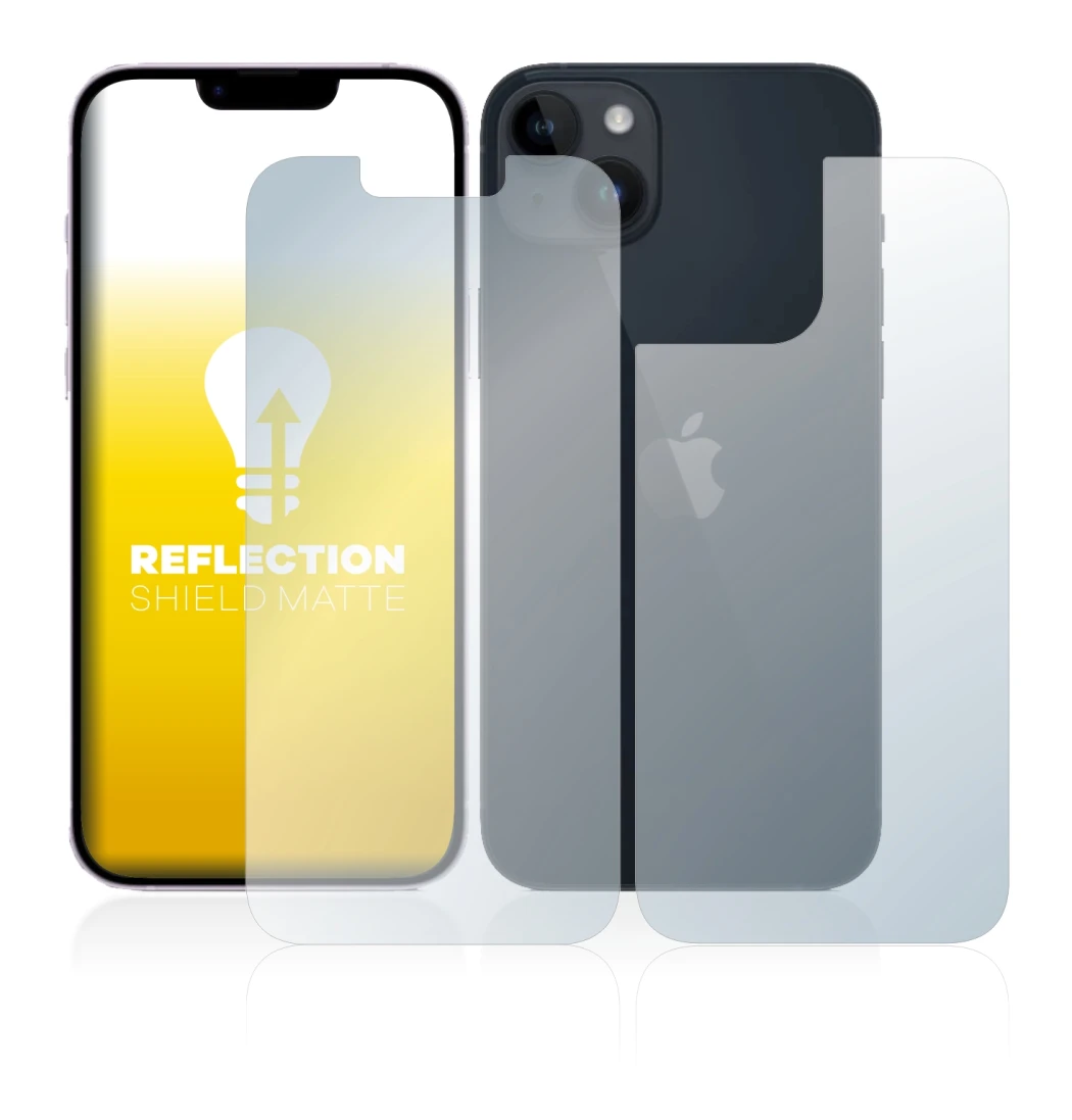 Image de l'appareil Apple iPhone 14 (Avant+Arrière) avec une grande variété de protections d'écran.