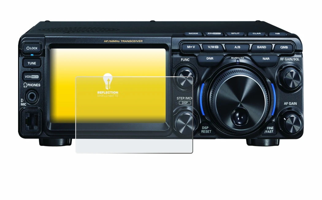 Image de l'appareil Yaesu FT-710 avec une grande variété de protections d'écran.