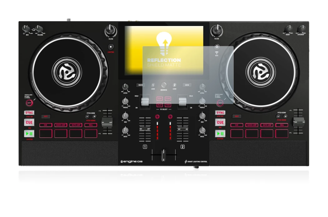 Image de l'appareil Numark Mixstream Pro avec une grande variété de protections d'écran.