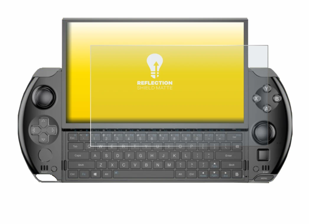 Image de l'appareil GPD Win 4 avec une grande variété de protections d'écran.