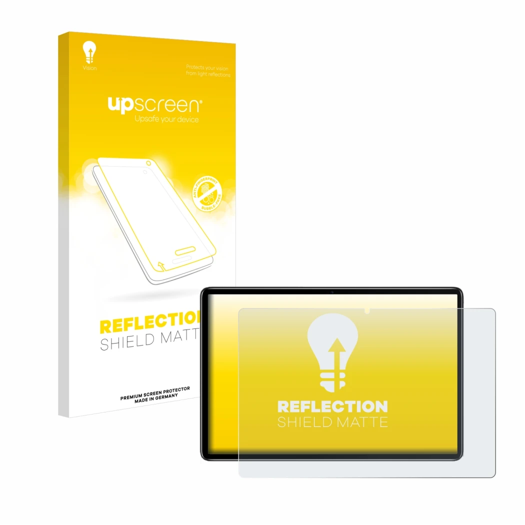 Face avant d’un emballage produit avec le logo de la marque upscreen. À côté, l’appareil Blackview Oscal Pad 10 est représenté