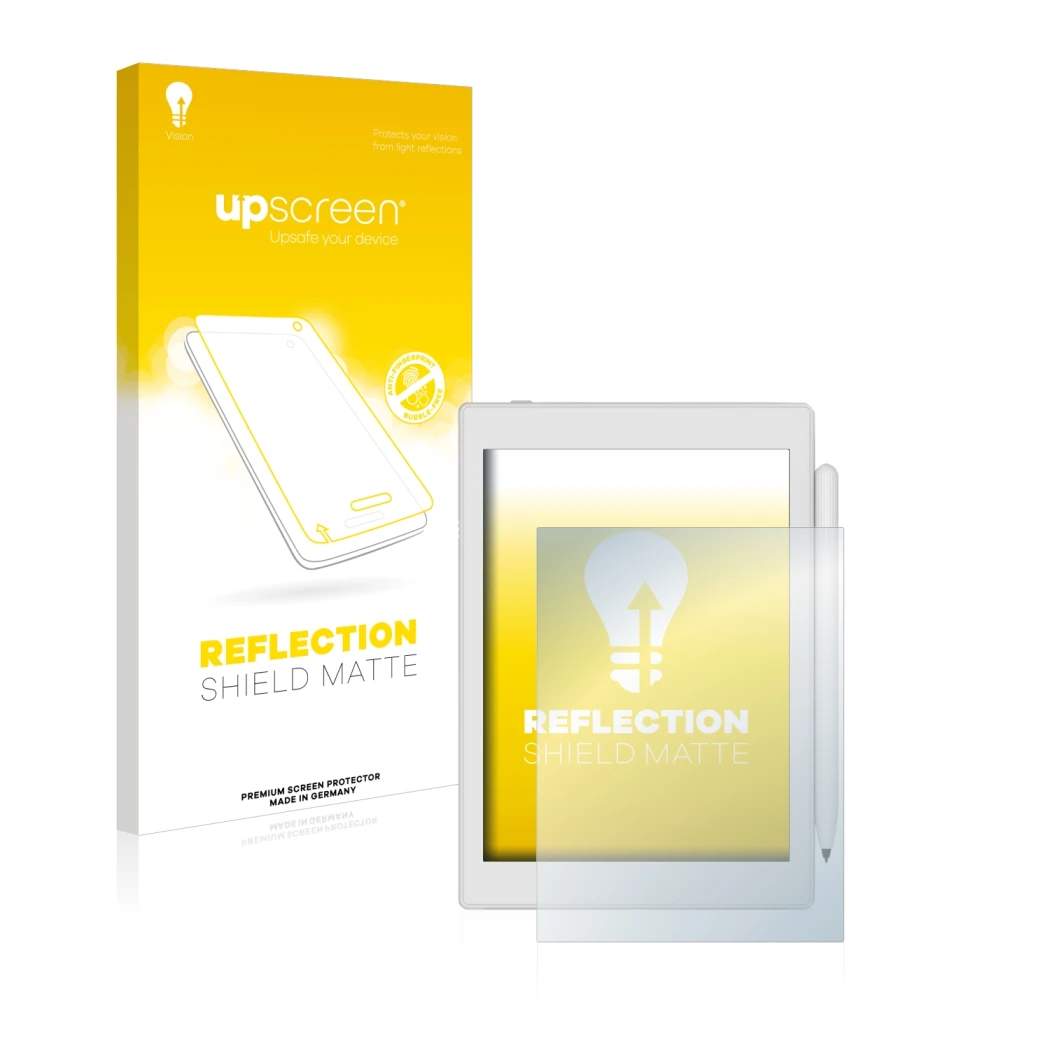 Face avant d’un emballage produit avec le logo de la marque upscreen. À côté, l’appareil Boox Nova Air 2 est représenté avec l