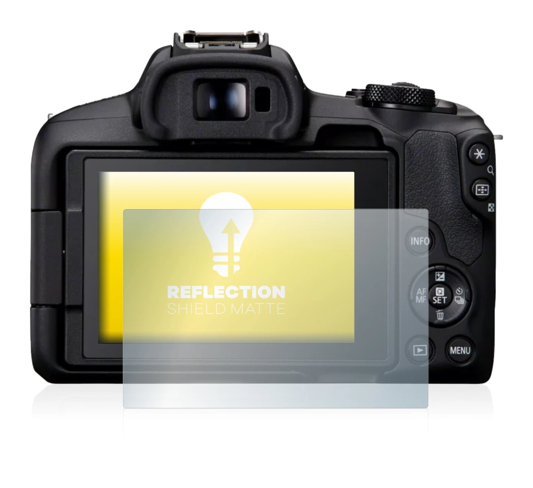 Image de l'appareil Canon EOS R50 avec une grande variété de protections d'écran.