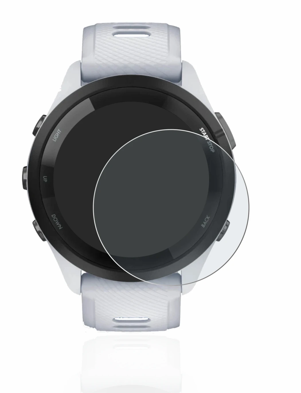 Image de l'appareil Garmin Forerunner 265 (46 mm) avec une grande variété de protections d'écran.