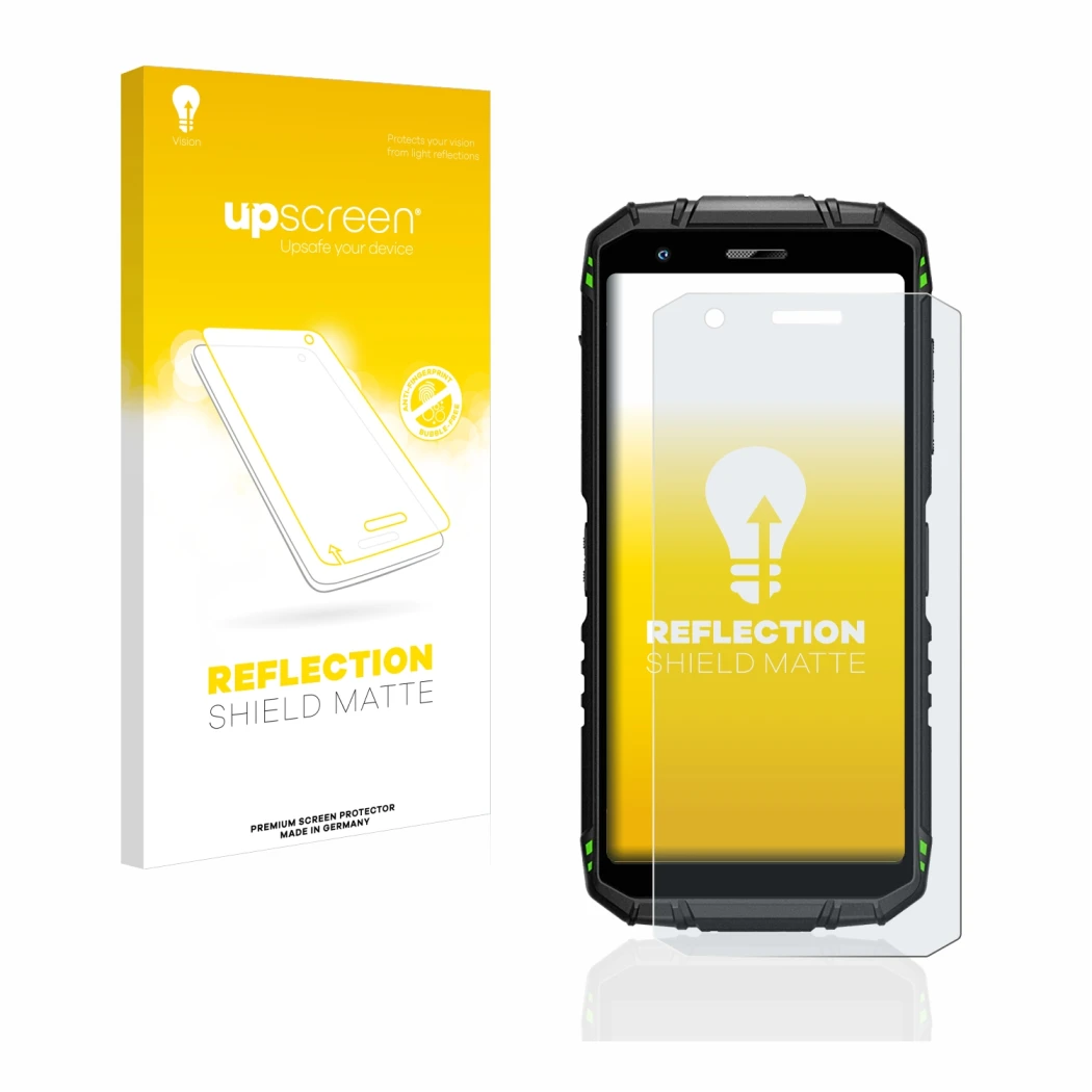 Face avant d’un emballage produit avec le logo de la marque upscreen. À côté, l’appareil Doogee S41 Pro est représenté avec la