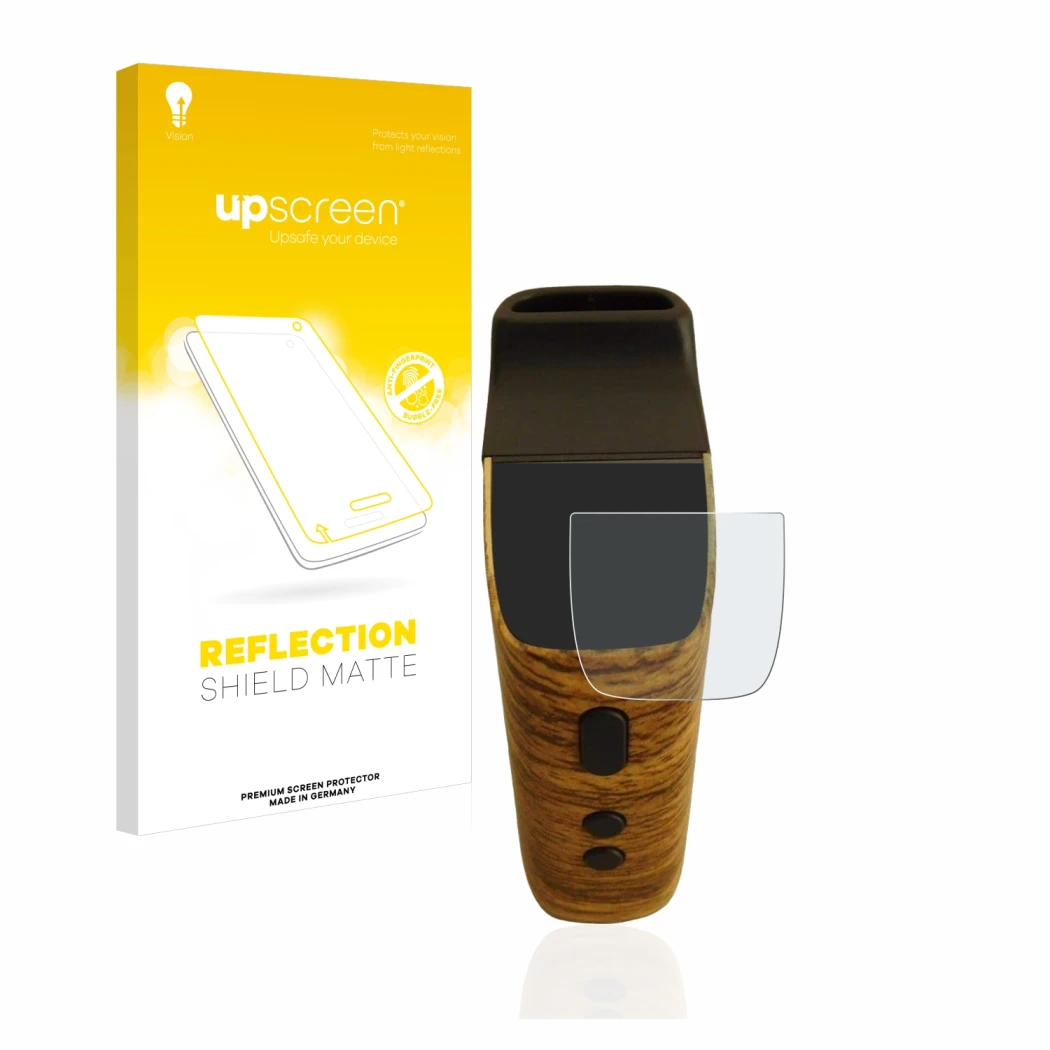 Face avant d’un emballage produit avec le logo de la marque upscreen. À côté, l’appareil Wolkenkraft FENiX Mini Vaporizer est