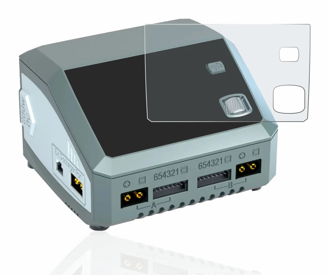 Image de l'appareil SkyRc D200 neo avec une grande variété de protections d'écran.