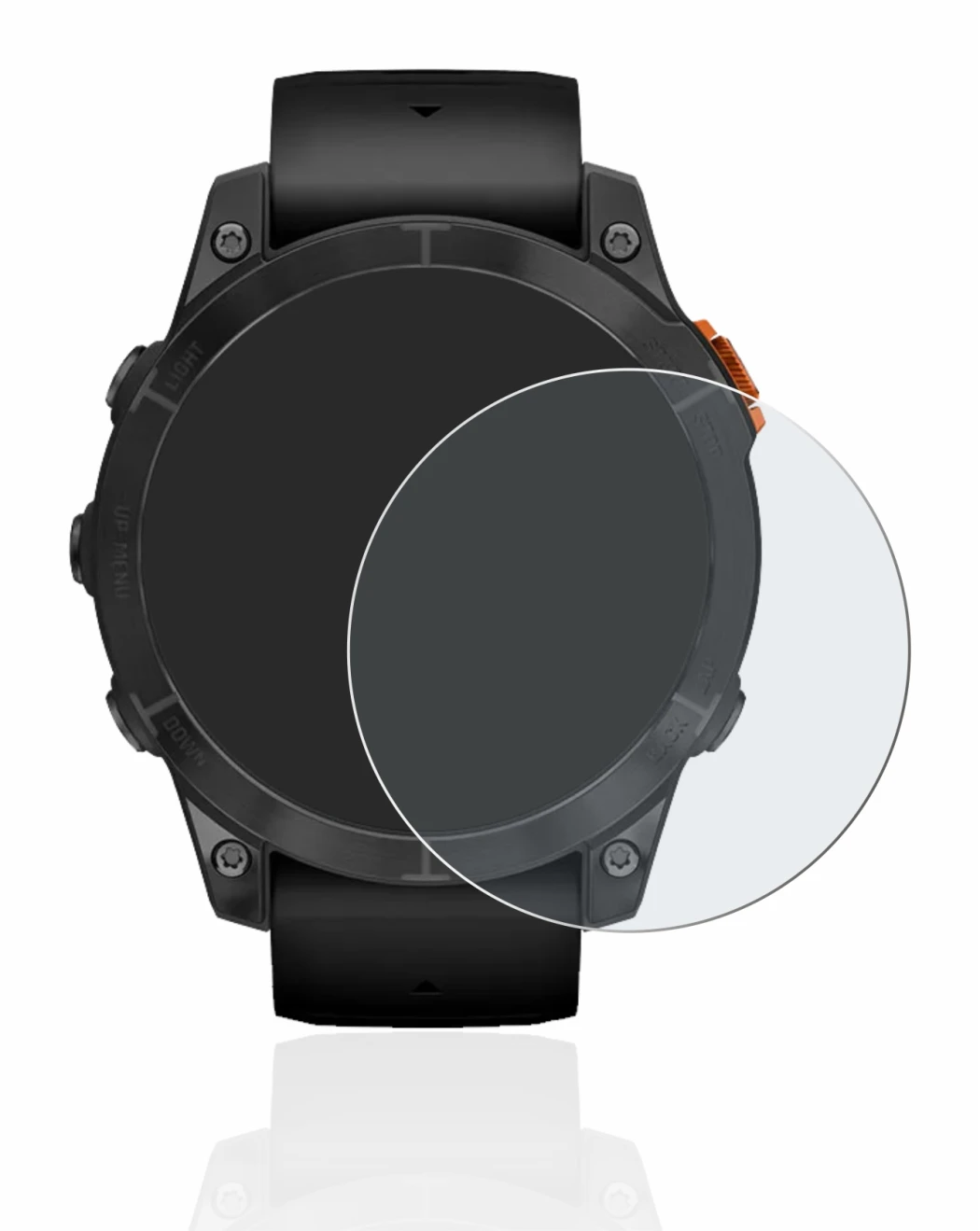 Image de l'appareil Garmin Fenix 7 Pro Solar (47 mm) avec une grande variété de protections d'écran.