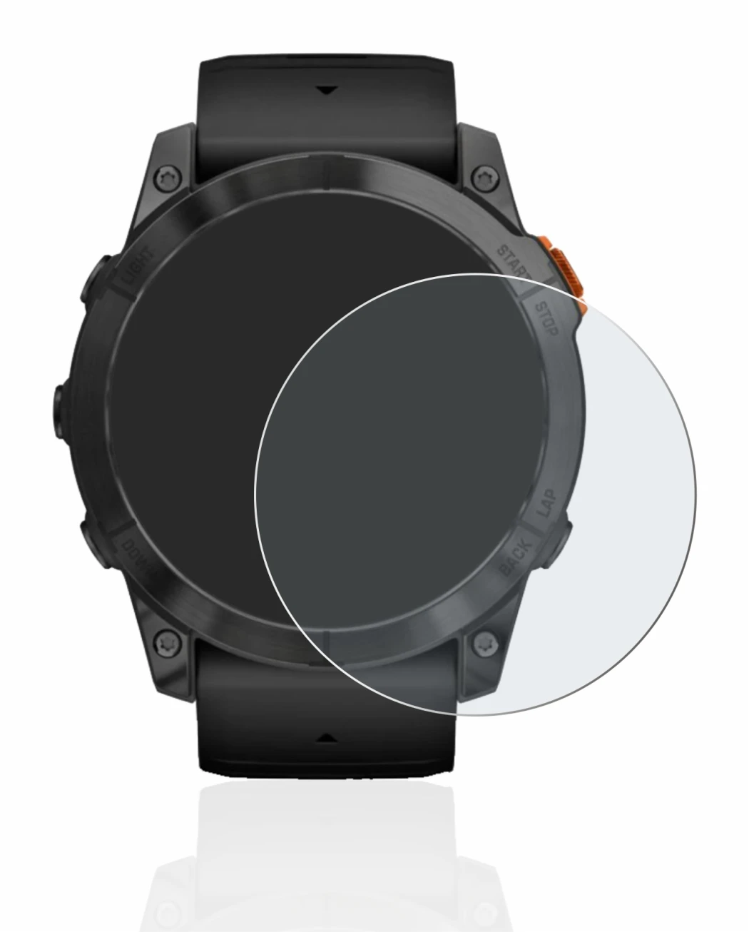 Image de l'appareil Garmin Fenix 7X Pro Solar (51 mm) avec une grande variété de protections d'écran.