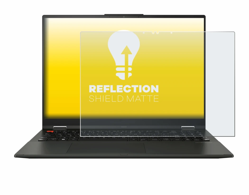 Image de l'appareil ASUS Vivobook S 16 Flip OLED TP3604 avec une grande variété de protections d'écran.