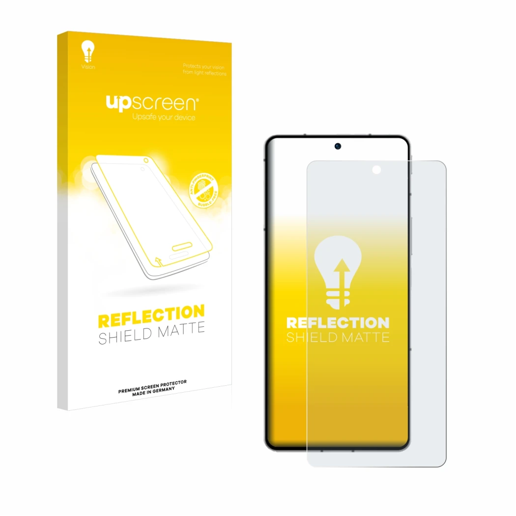 Face avant d’un emballage produit avec le logo de la marque upscreen. À côté, l’appareil ZTE Nubia Z50S Pro est représenté ave