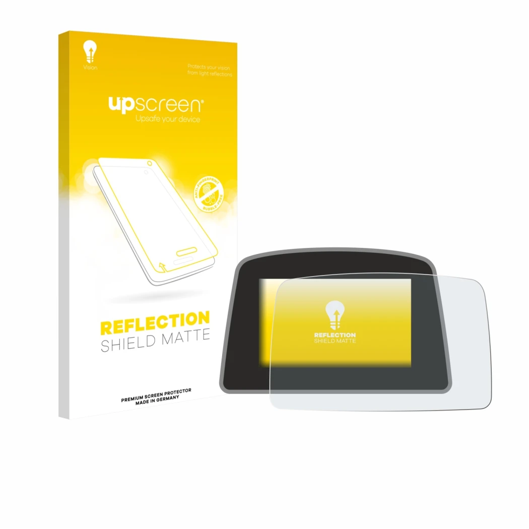 Face avant d’un emballage produit avec le logo de la marque upscreen. À côté, l’appareil PowaKaddy C2i est représenté avec la