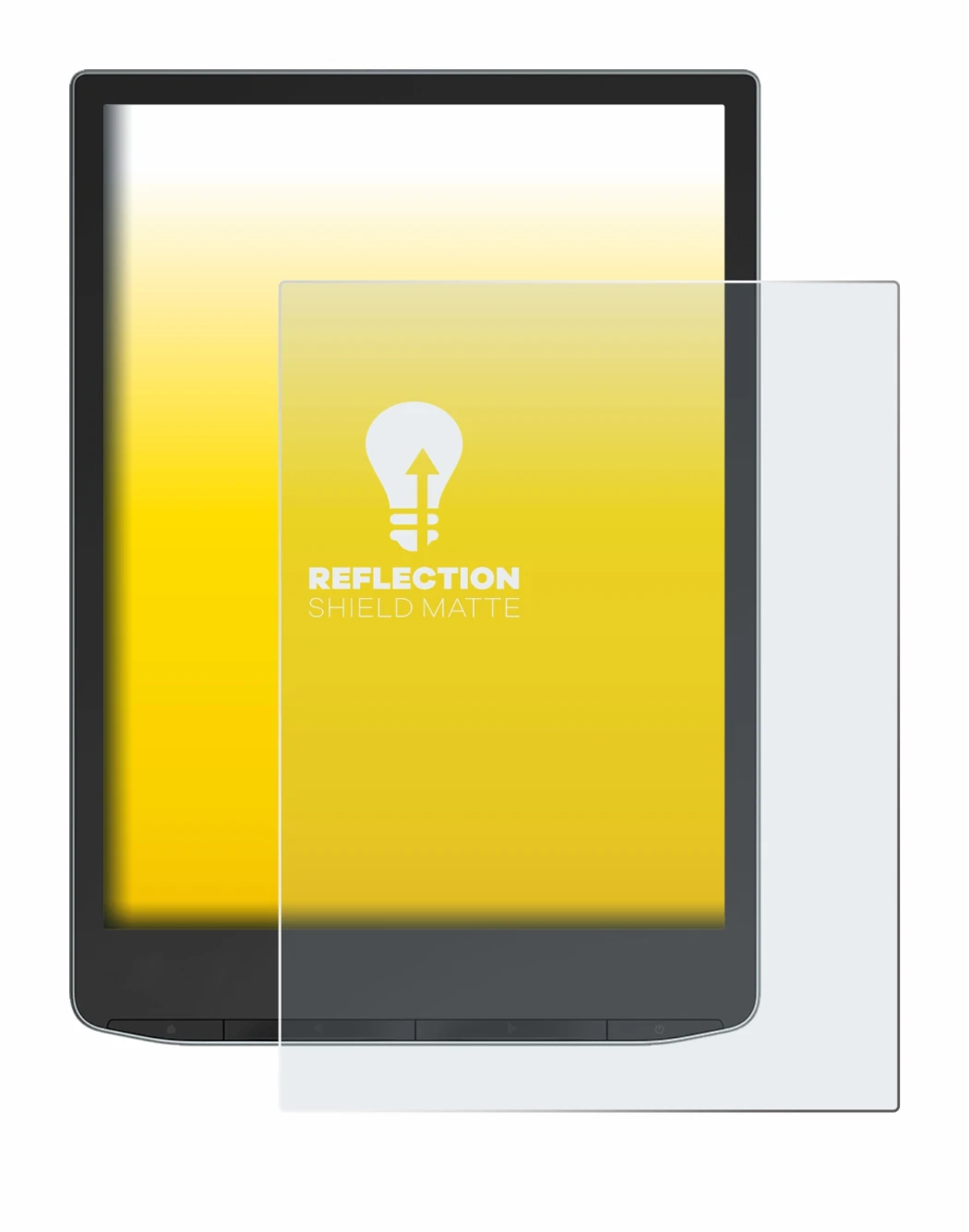 Image de l'appareil PocketBook InkPad Color 3 avec une grande variété de protections d'écran.