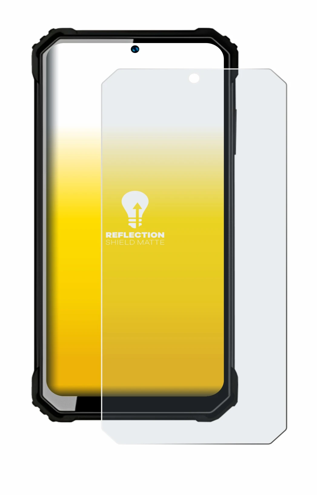 Image de l'appareil Oukitel WP23 avec une grande variété de protections d'écran.