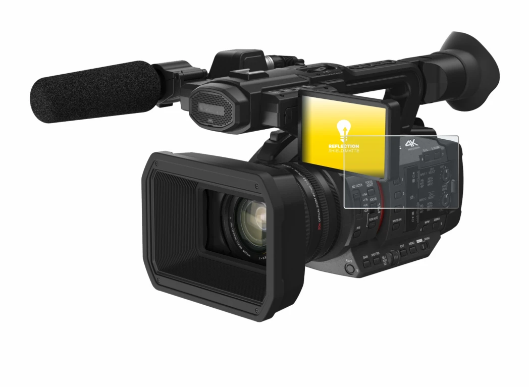 Image de l'appareil Panasonic HC-X2 avec une grande variété de protections d'écran.