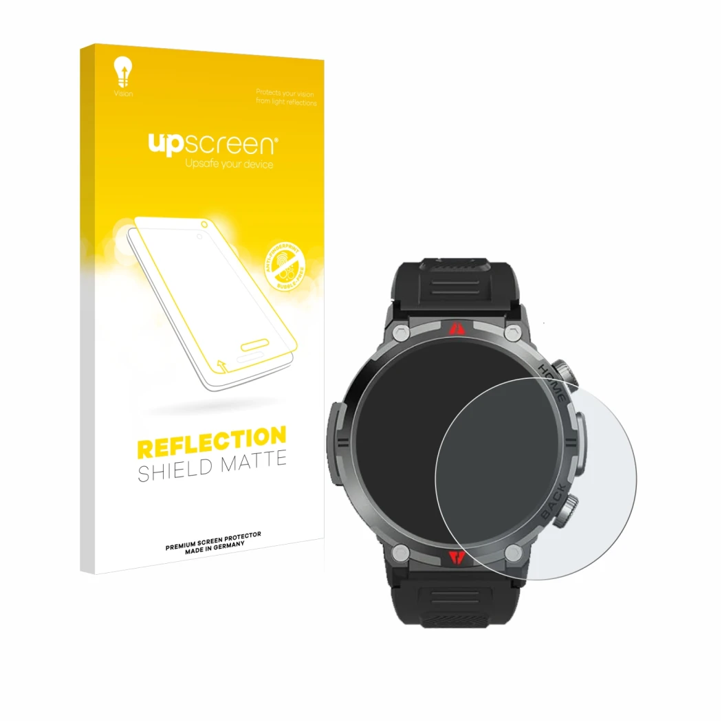 Face avant d’un emballage produit avec le logo de la marque upscreen. À côté, l’appareil IFMDA S100 1.45