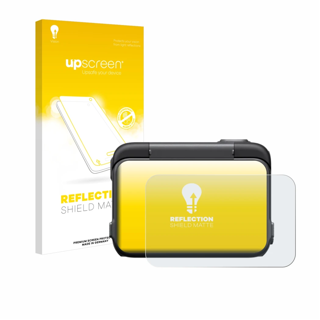 Face avant d’un emballage produit avec le logo de la marque upscreen. À côté, l’appareil Insta360 Ace Pro est représenté avec