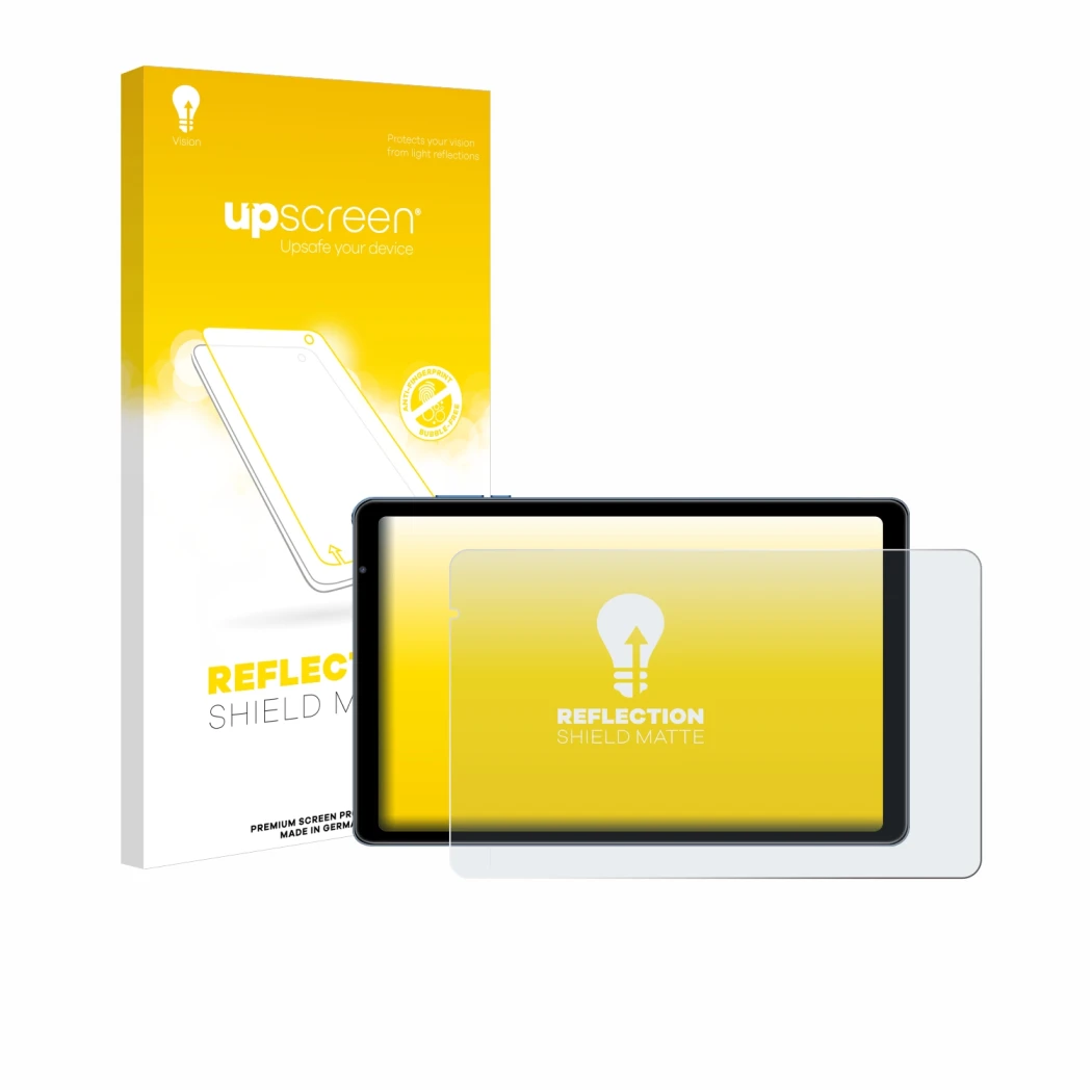 Face avant d’un emballage produit avec le logo de la marque upscreen. À côté, l’appareil Sebbe S22 10.1