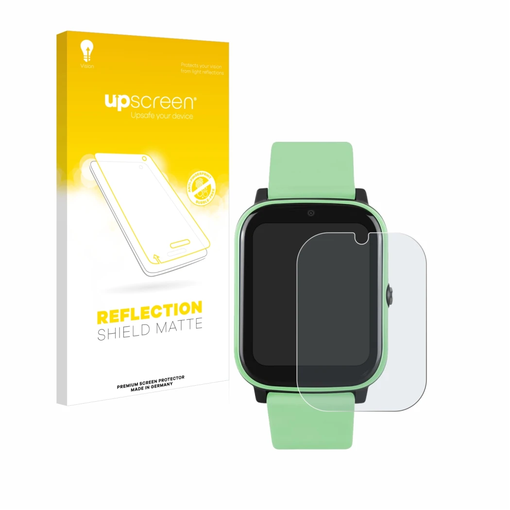 Face avant d’un emballage produit avec le logo de la marque upscreen. À côté, l’appareil One2Track Connect NEXT est représenté