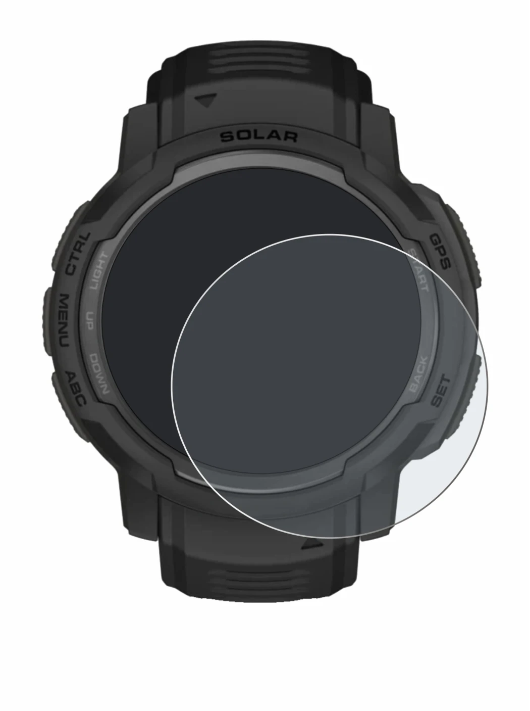Image de l'appareil Garmin Instinct Crossover AMOLED avec une grande variété de protections d'écran.