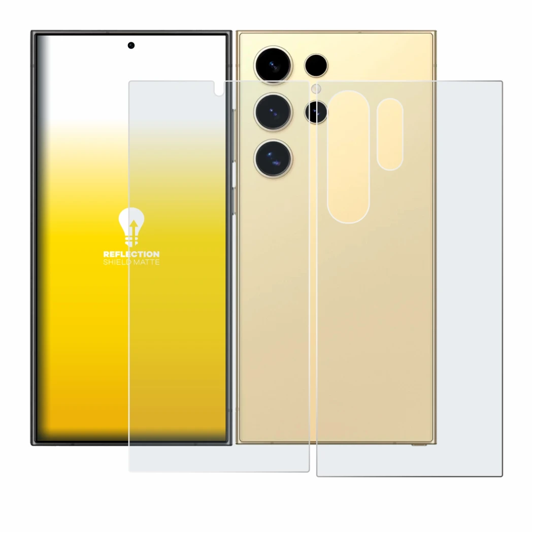 Image de l'appareil Samsung Galaxy S24 Ultra (case-friendly) (Avant+Arrière) avec une grande variété de protections d'écran.