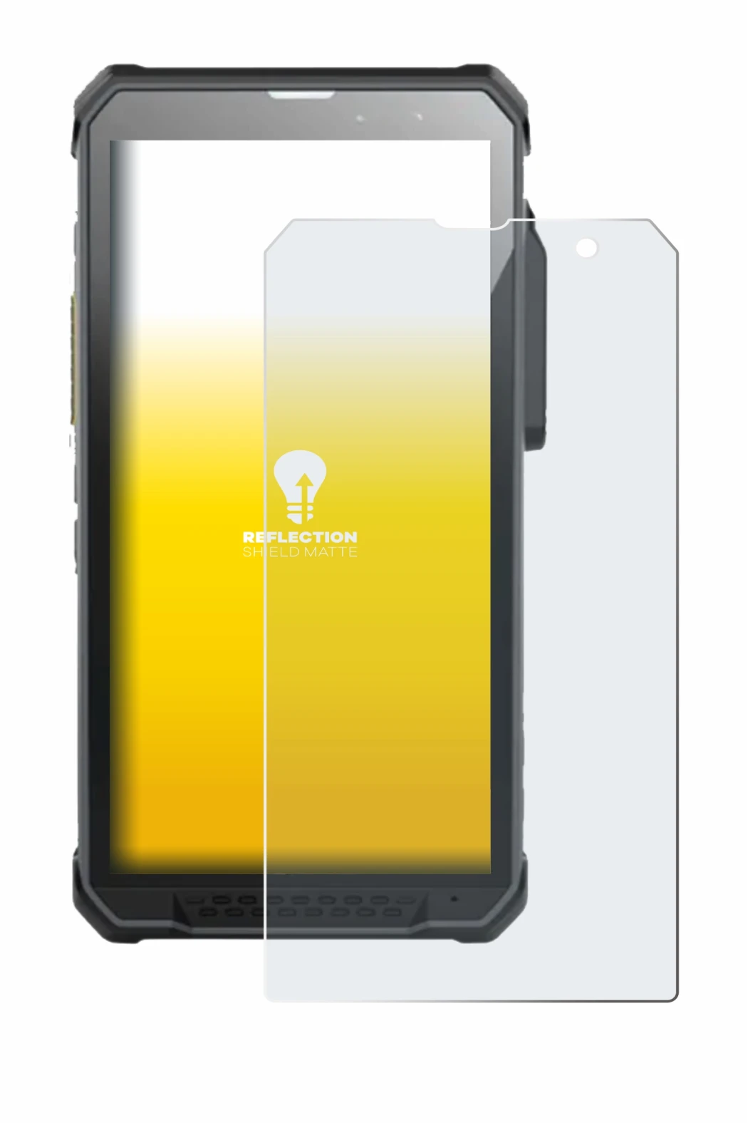 Image de l'appareil RugGear RG880 avec une grande variété de protections d'écran.