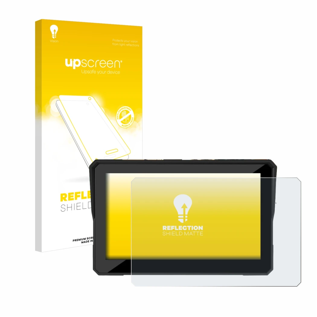 Face avant d’un emballage produit avec le logo de la marque upscreen. À côté, l’appareil Carpuride W502 5