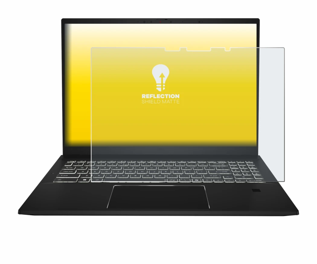 Image de l'appareil MSI Summit E16 AI Studio avec une grande variété de protections d'écran.