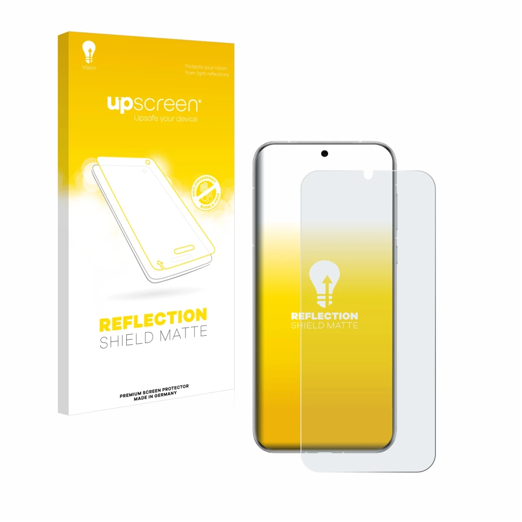 Face avant d’un emballage produit avec le logo de la marque upscreen. À côté, l’appareil Huawei Pura 70 Pro est représenté ave