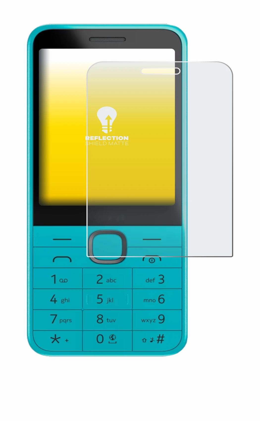 Image de l'appareil Nokia 235 4G (2024) avec une grande variété de protections d'écran.