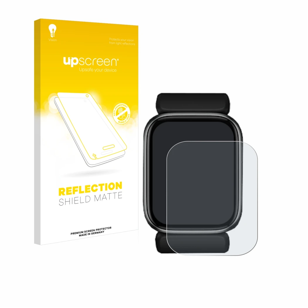 Face avant d’un emballage produit avec le logo de la marque upscreen. À côté, l’appareil YHE BP Doctor Fit est représenté avec