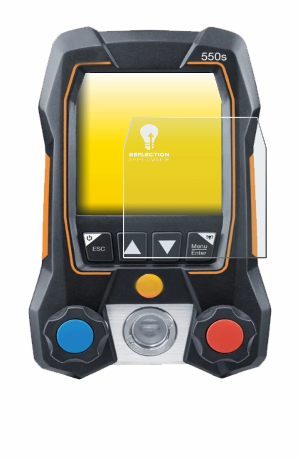Image de l'appareil Testo 550s avec une grande variété de protections d'écran.