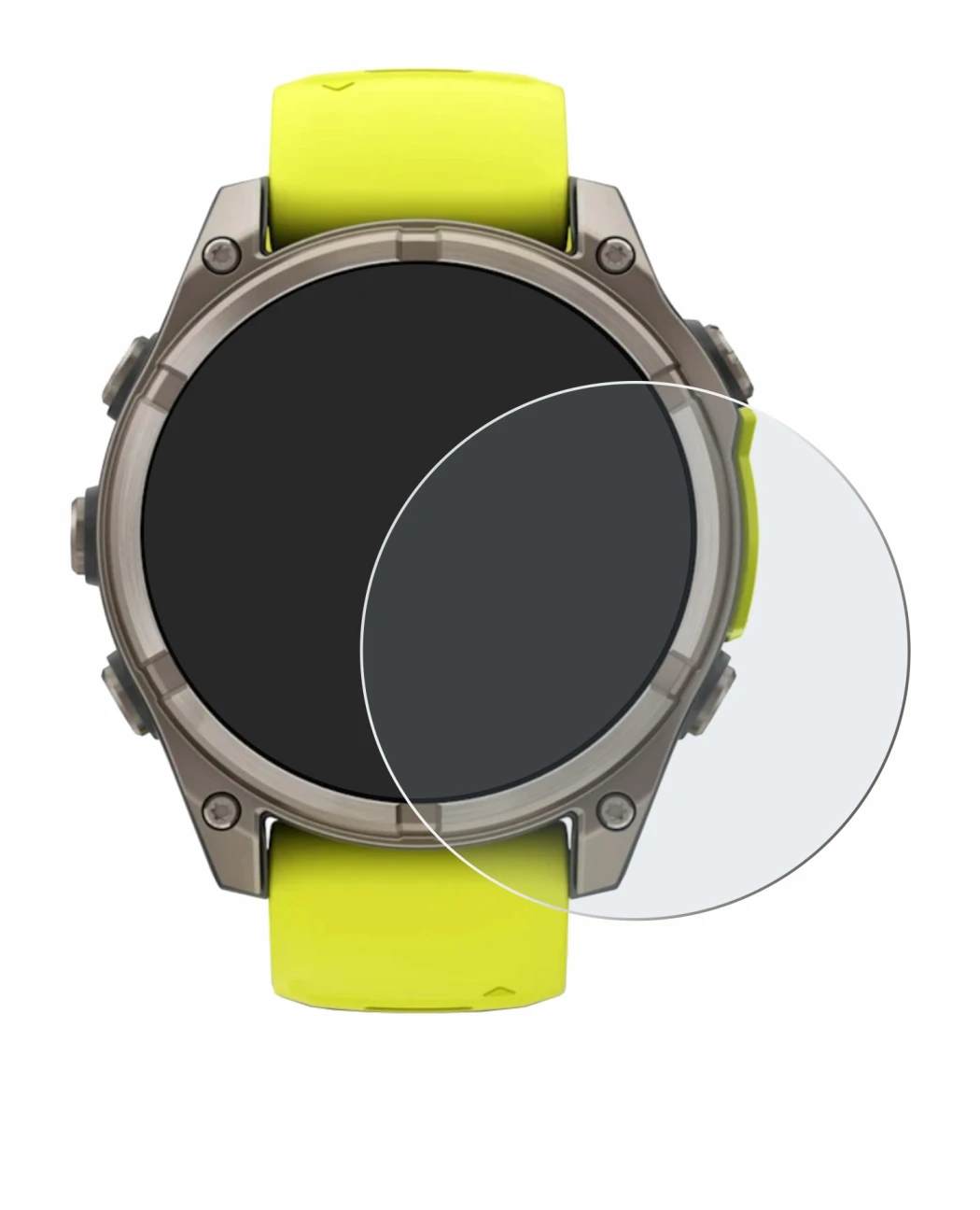 Image de l'appareil Garmin Fenix 8 Solar (47 mm) avec une grande variété de protections d'écran.