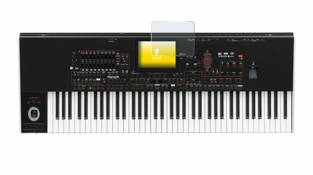 Image de l'appareil KORG Pa4x avec une grande variété de protections d'écran.