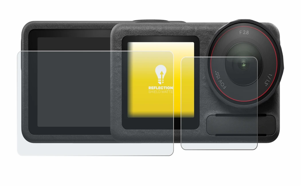 Image de l'appareil DJI Osmo Action 5 Pro avec une grande variété de protections d'écran.