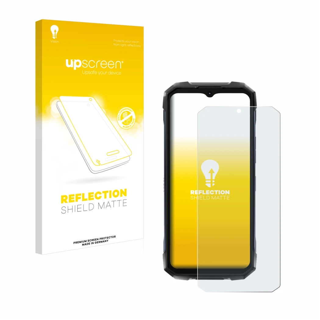 Face avant d’un emballage produit avec le logo de la marque upscreen. À côté, l’appareil Hotwav Hyper 7 Pro est représenté ave