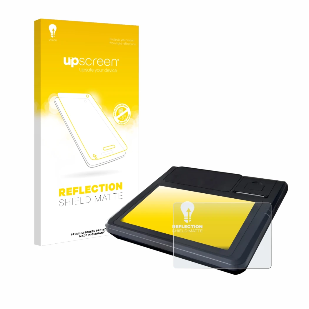 Face avant d’un emballage produit avec le logo de la marque upscreen. À côté, l’appareil Techfive ECR 100 est représenté avec