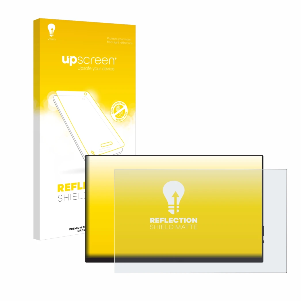 Face avant d’un emballage produit avec le logo de la marque upscreen. À côté, l’appareil Verbatim PMT-14 est représenté avec l