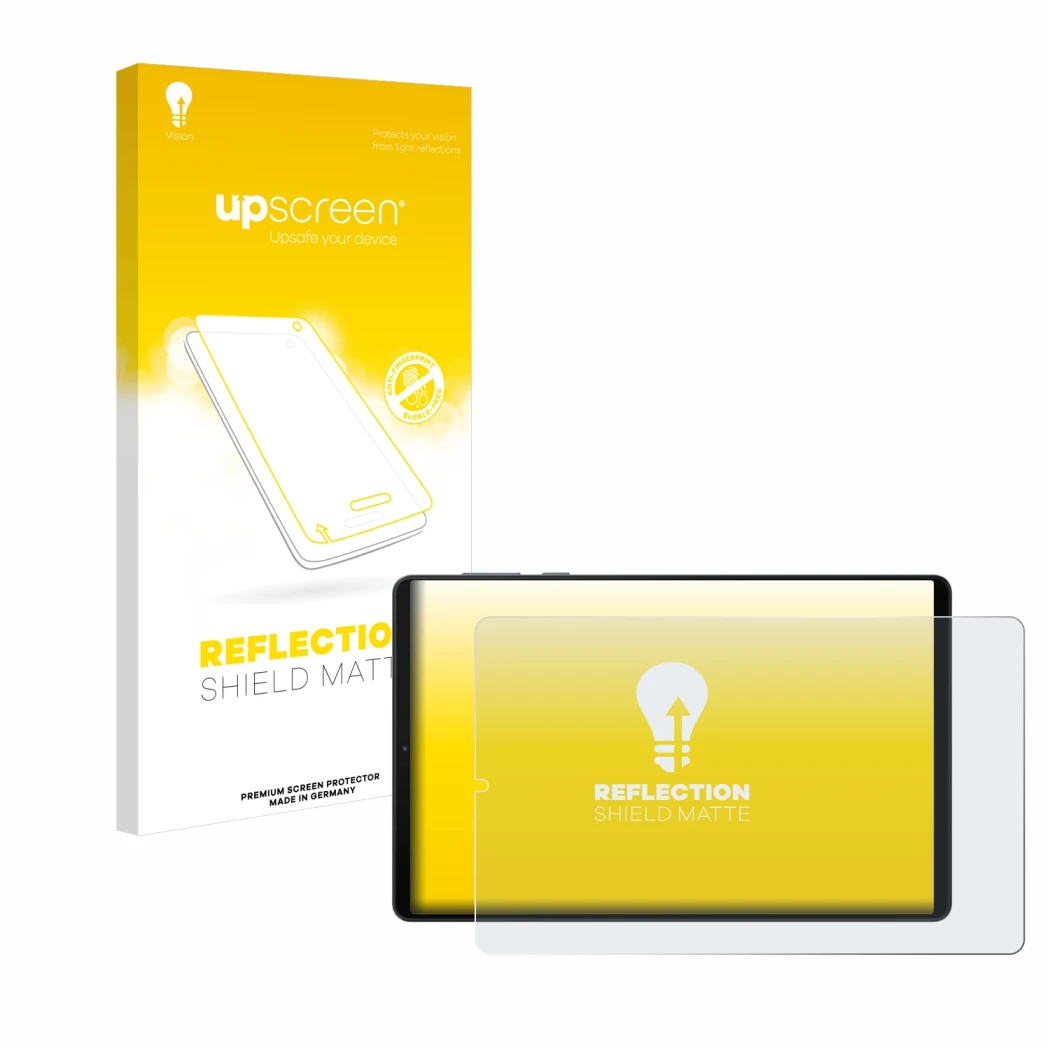 Face avant d’un emballage produit avec le logo de la marque upscreen. À côté, l’appareil Lenovo Legion Y700 (2024) est représe