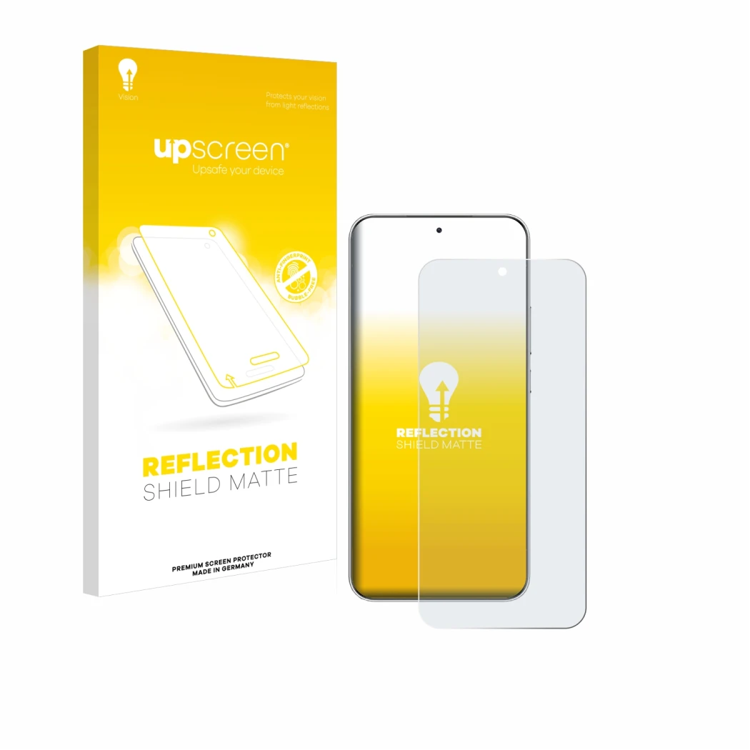 Face avant d’un emballage produit avec le logo de la marque upscreen. À côté, l’appareil Honor Magic 7 est représenté avec la