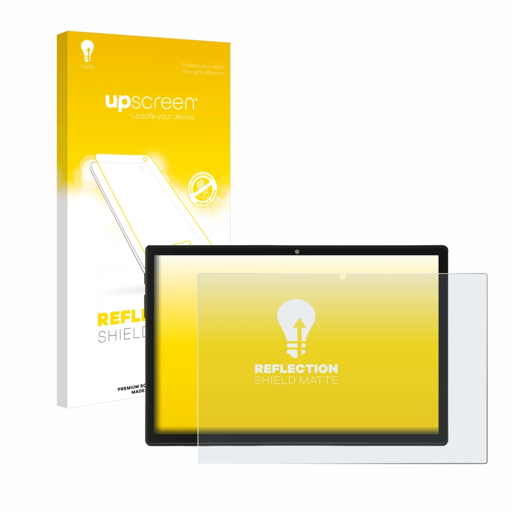 Face avant d’un emballage produit avec le logo de la marque upscreen. À côté, l’appareil Acepad A150 est représenté avec la pr