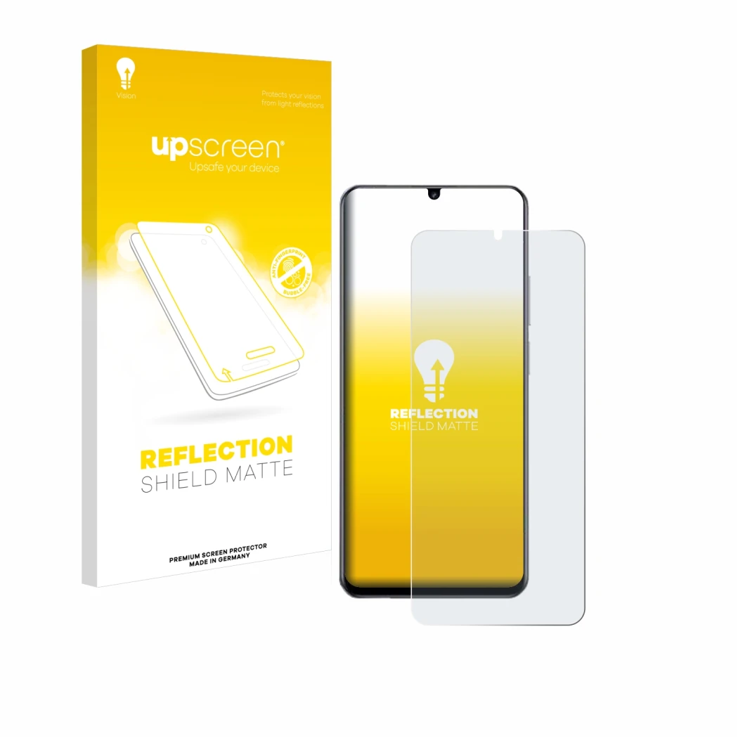 Face avant d’un emballage produit avec le logo de la marque upscreen. À côté, l’appareil realme Note 60 4G est représenté avec