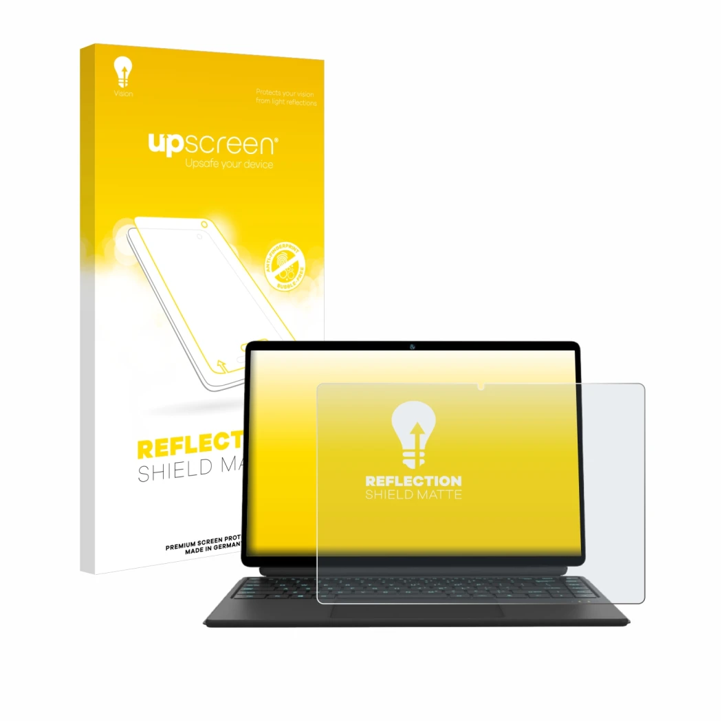 Face avant d’un emballage produit avec le logo de la marque upscreen. À côté, l’appareil Ninkear T40 2-in-1 est représenté ave