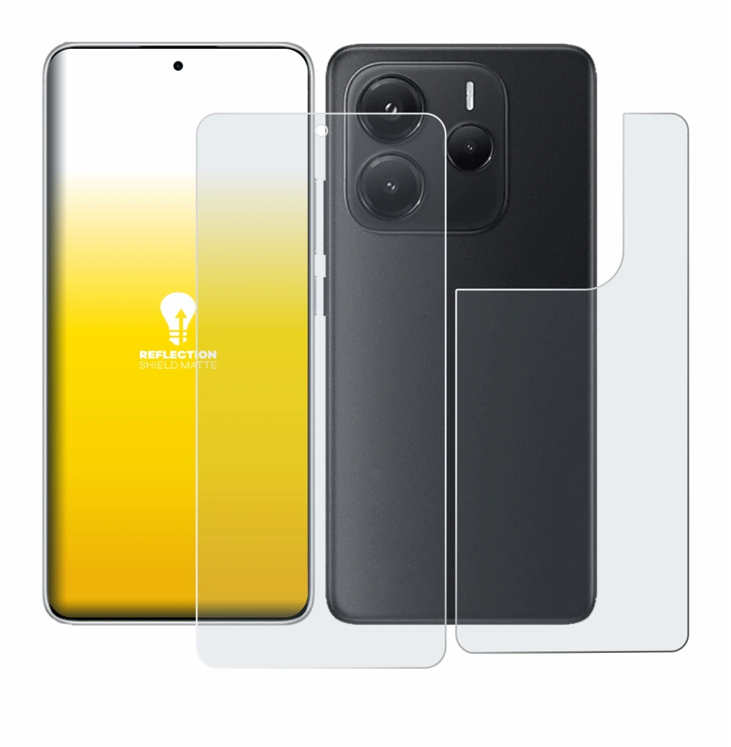 Image de l'appareil Xiaomi Redmi Note 14 (Avant+Arrière) avec une grande variété de protections d'écran.