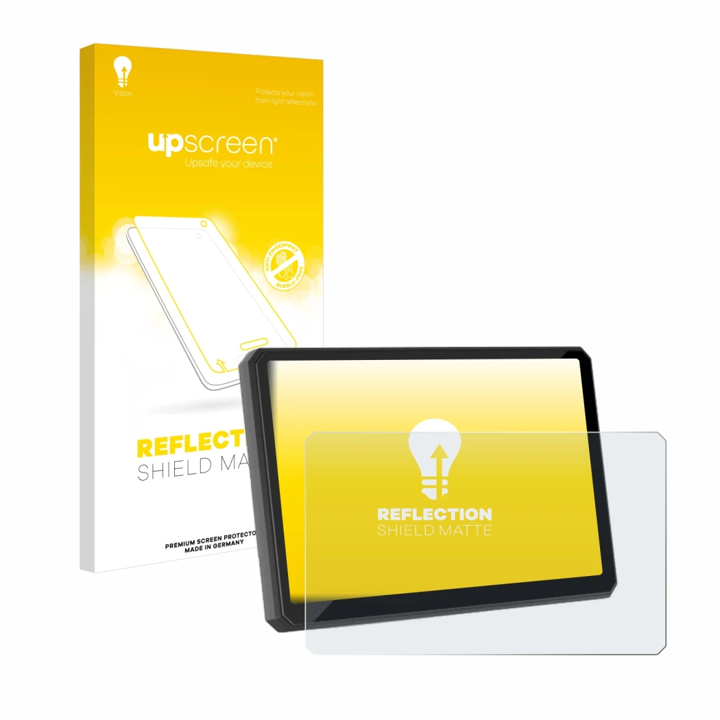 Face avant d’un emballage produit avec le logo de la marque upscreen. À côté, l’appareil Carpuride W502BS 5