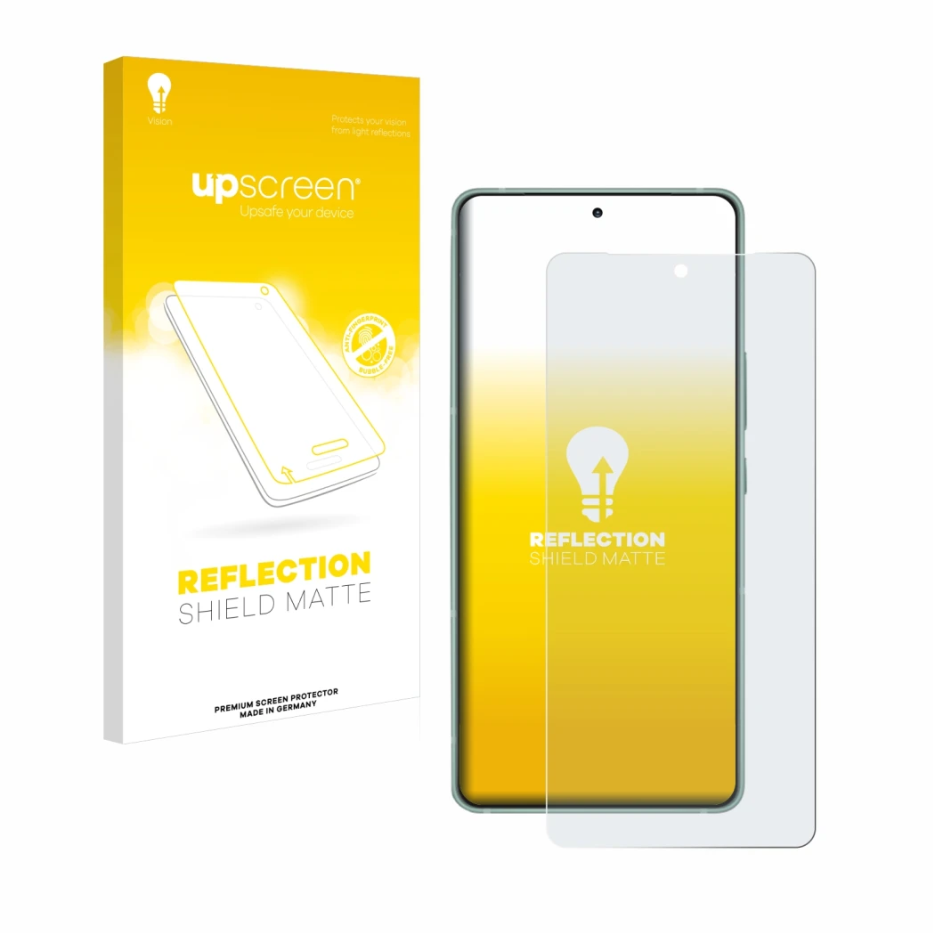 Face avant d’un emballage produit avec le logo de la marque upscreen. À côté, l’appareil ASUS ZenFone 12 Ultra est représenté 