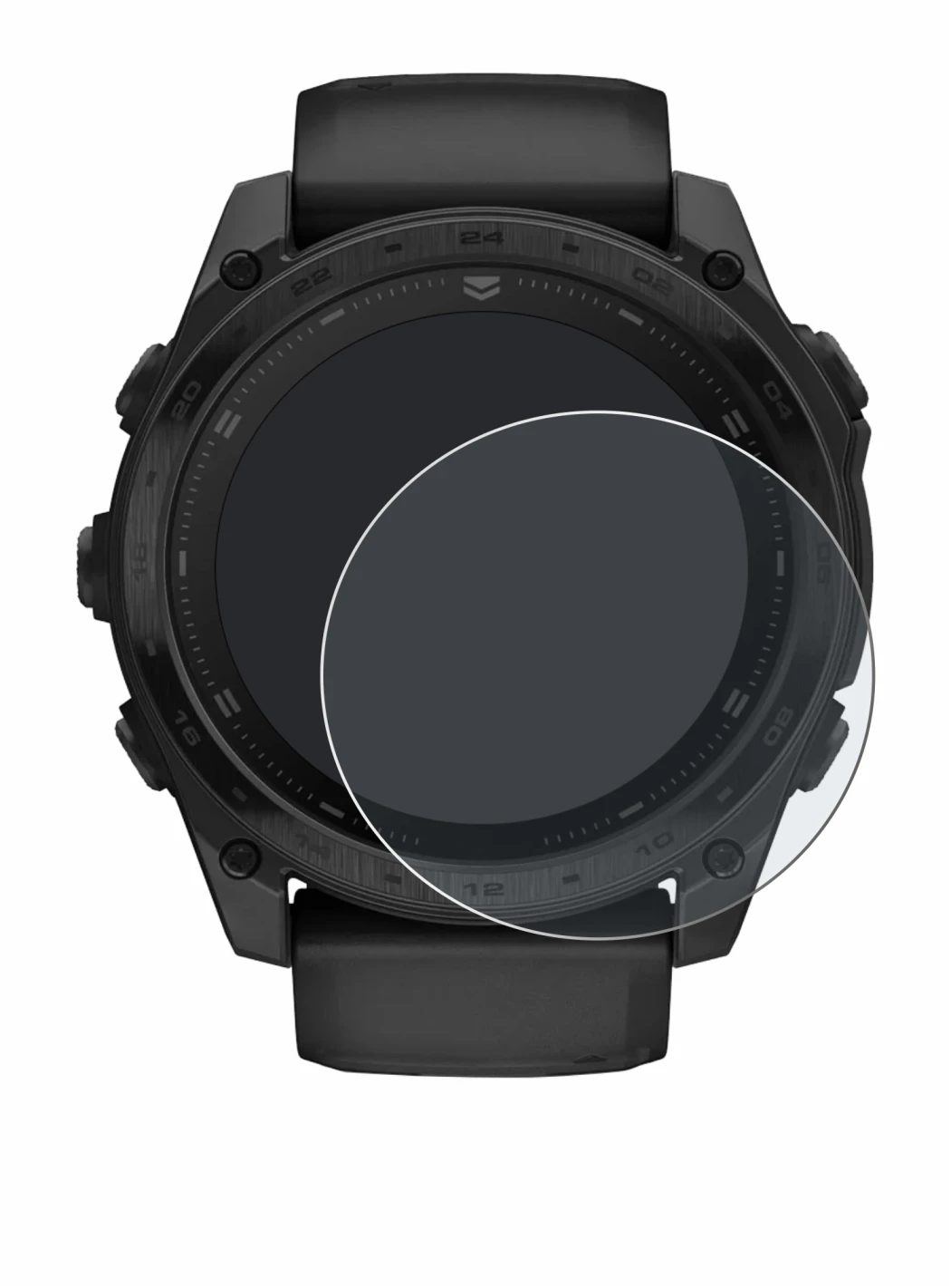 Image de l'appareil Garmin Tactix 8 AMOLED (51 mm) avec une grande variété de protections d'écran.
