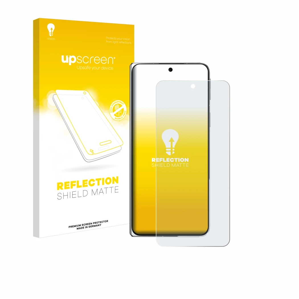 Face avant d’un emballage produit avec le logo de la marque upscreen. À côté, l’appareil Oppo Find N5 est représenté avec la p
