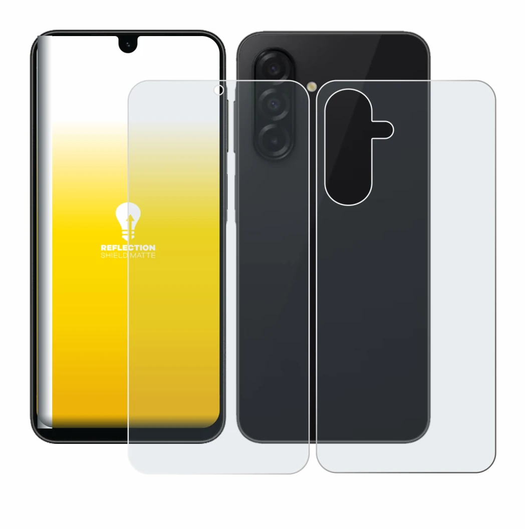 Image de l'appareil Samsung Galaxy A26 5G (Avant+Arrière) avec une grande variété de protections d'écran.